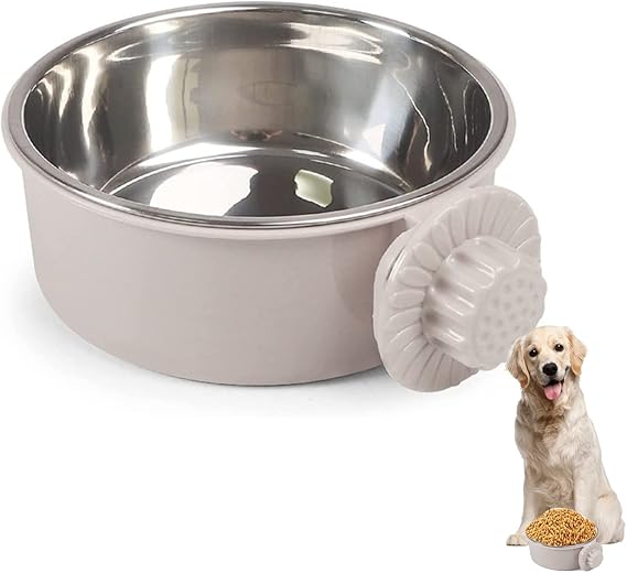 Pet Crate Bowls, Stainless Steel Dog Cage Hanging Bowl Removable Food Water Bowls for Dogs Cats