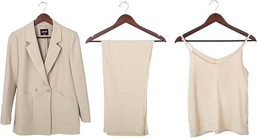 Miniatura 4 de Yaxa Basics Perchas de madera duraderas para trajes, color cereza, paquete de 20