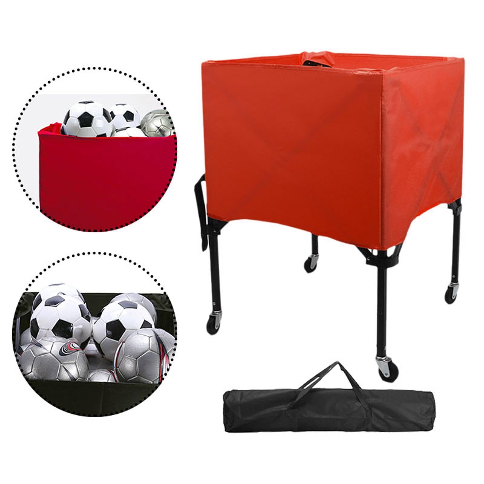 Carrello per palloni Sportivi con Borsa portaoggetti Pratico Supporto per palloni Contenitore per palloni Carrello da pallavolo con Ruote Pieghevole
