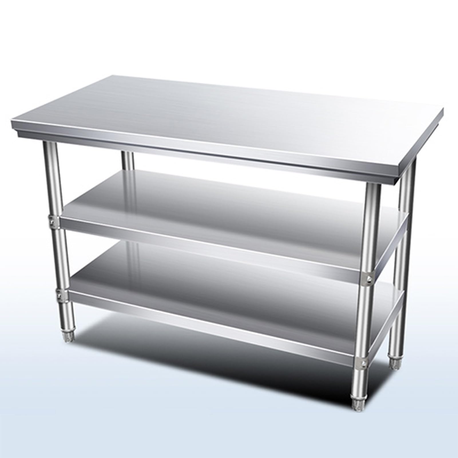Tavolo da lavoro in acciaio inossidabile commerciale con ripiano inferiore regolabile per preparazione degli alimenti per ristorante, casa e hotel, 80 x 40 x 80 cm