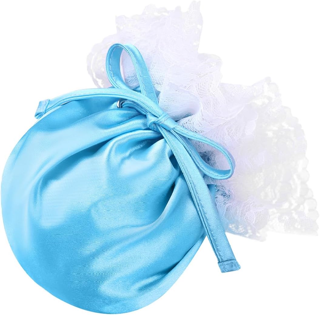 Men's Satin Frilly Drawstring Pouch Bag Ruffle G-String Thongs Sissy Lingerie Underwear