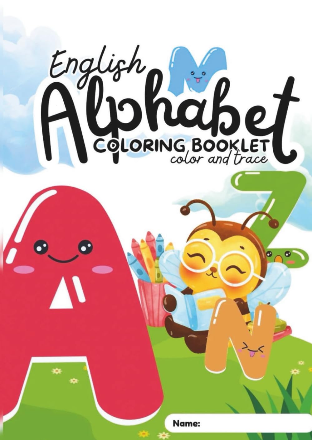 English alphabet coloring booklet: Englisch lernen ganz einfach gemacht mit Striche verbinden und die passenden Tiere zum ausmalen lernen