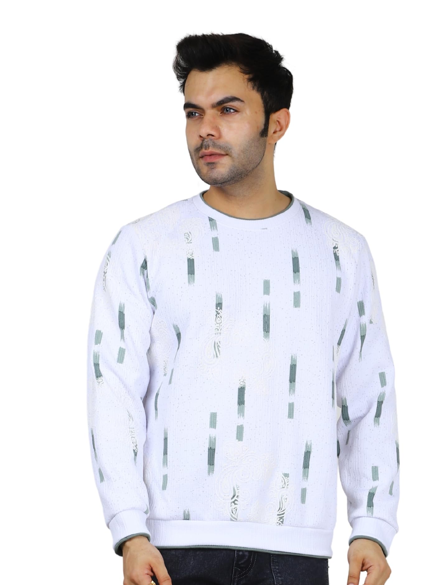nexgen club Men's Sweatshirt Full Sleeve Crew Neck Winter Pullover Rib Cuffs All Over Print Knitted Cotton Polyester Blend Semi-Formal for Man and Boy Unisex Gen Z-picture-17