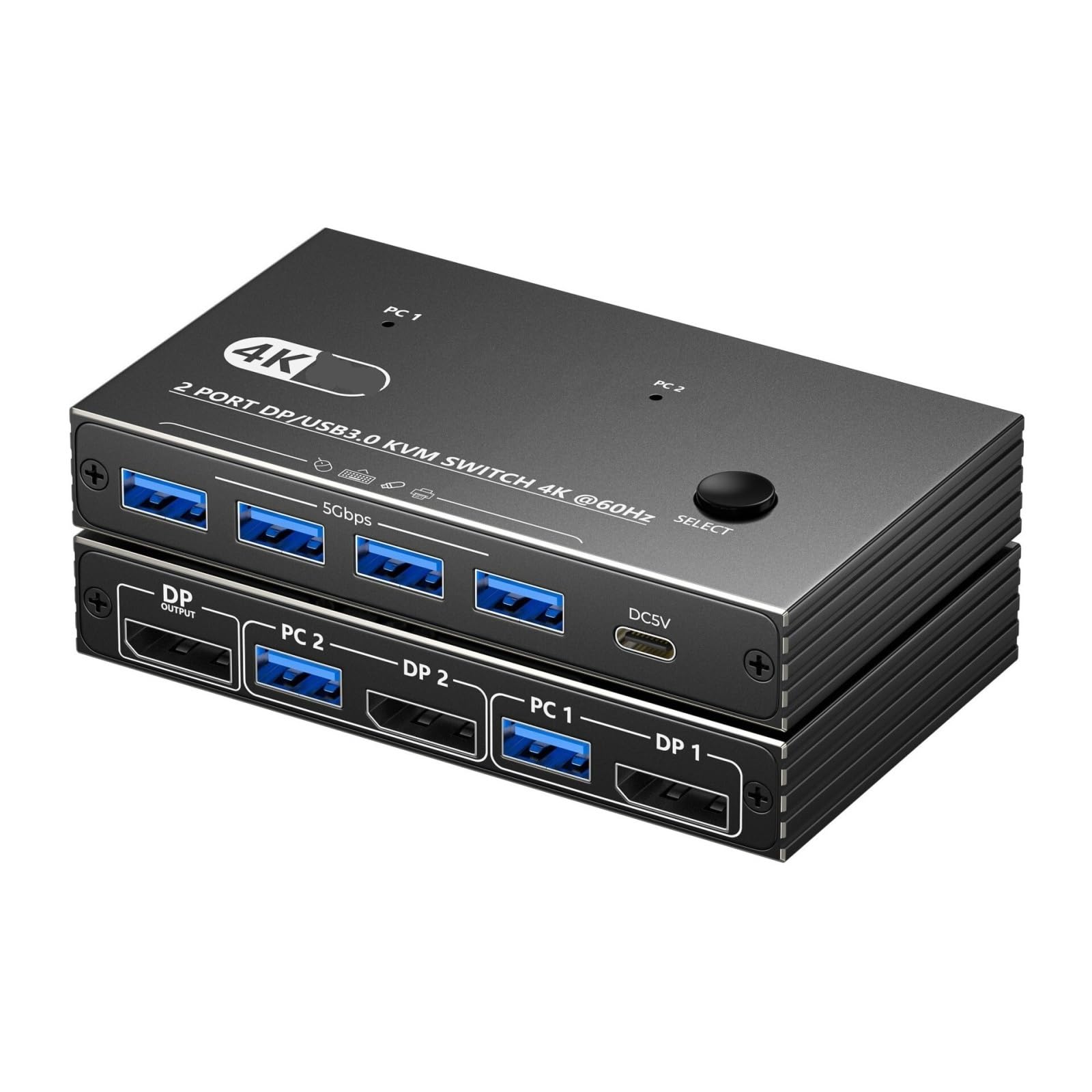 Stazione di Ricarica USB, Switch KVM 8K30 4K60 120Hz DP1.4 2 Ingressi 1 Uscita