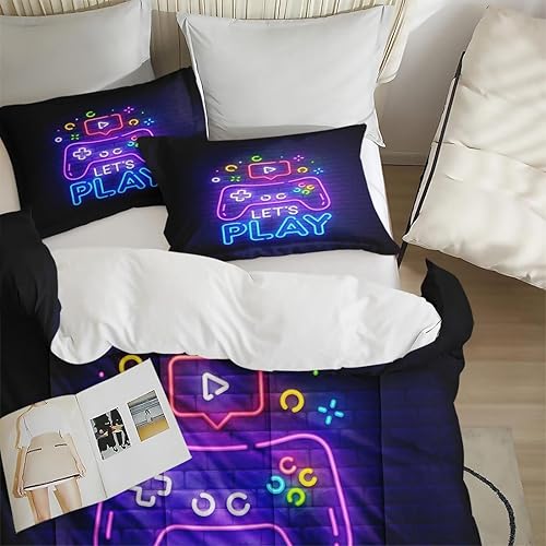 Miniatura 7 de Juego de edredón de tamaño individual con funda de almohada, colorido juego de ropa de cama suave para niños y adultos, decoración de cama de