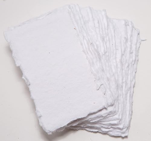 Miniatura 3 de Wanderings Tarjetas de papel en blanco hechas a mano con borde Deckle en blanco, solo 3.5 x 2 pulgadas, paquete de 50 unidades, medios mixtos de