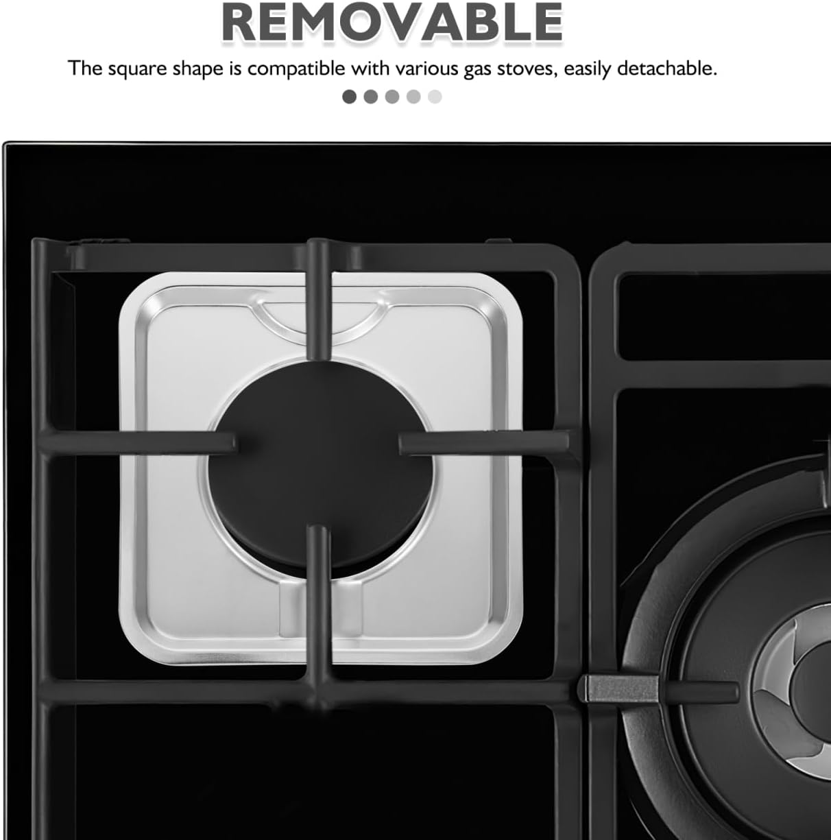 Housoutil Gas Stove Drip Pans 2 Pack 7.67X7.67In Heavy Duty Burner Drip Tray Replacement Square Range Protector for Kitchen Oil Splatter Prevention and Easy Cleaning