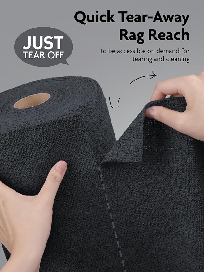 Image of Fantasticlean Microfiber Cleaning Cloth Roll - 15 Pack, Tear-Away Reusable Towels, Ultra-Absorbent, Scratch-Free, Washable Dish Rags for Kitchen, Car, Home, Garage & Shop (Dim Grey)