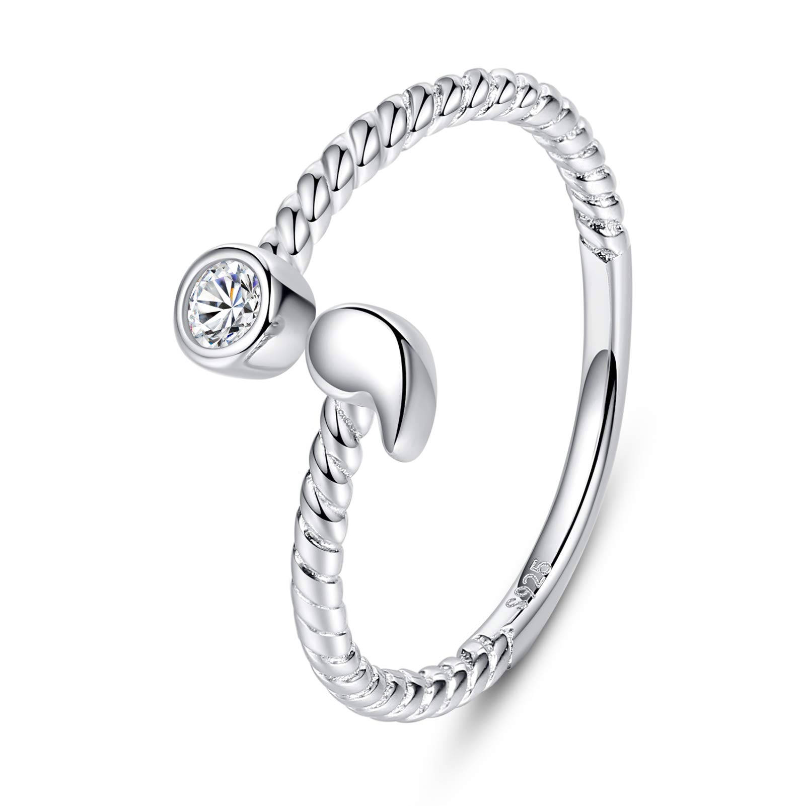 VIKI LYNN925 Sterling Silver Semicolon Ring Open Rings for Women Inspiration Gifts