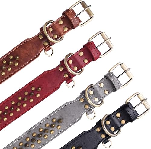 Miniatura 8 de Collar para perro con pinchos, remache de hongos con tachuelas, ajustable de piel sintética para mascotas, para gatos, cachorros y perros (S,