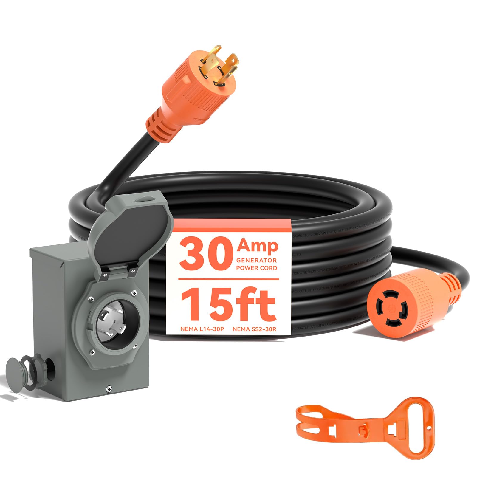 AAIN 30 Amp 30 Amp Generator Inlet Box, 30 Amp Generator Input