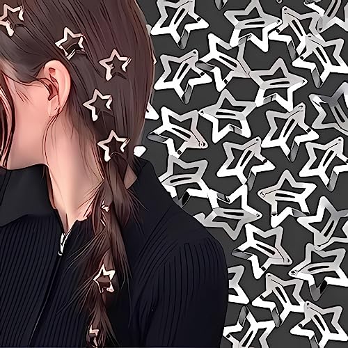 Nvnuxgp 20 Pcs 1.2 Inch Hair Accessories For Women & Girls - Silver Star Snap Barrettes thumb #3