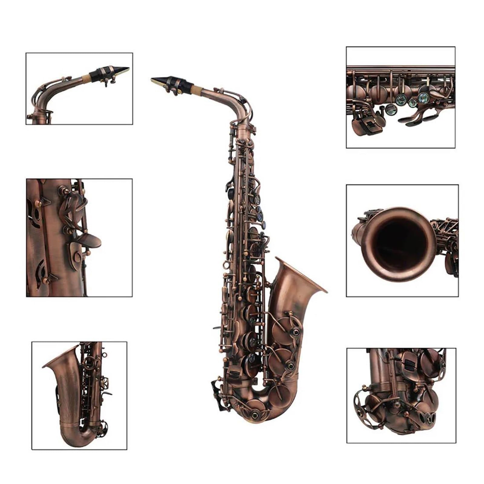 Saksofon Profesjonalny Zestaw Saksofonu Altowego Eb Z Miedzianym Korpusem I Futerałem Profesjonalne Akcesoria Do Instrumentów Dętych Drewnianych(Copper)