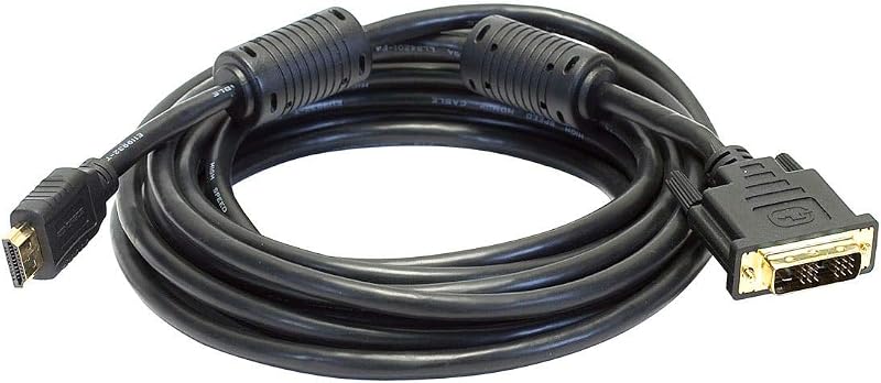 Standard HDMI Cable to Single Link DVI Adapter Cable - with Ferrite Cores, CL2, Up to 720p/1080i Resolution, 15 Feet, Black
