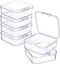DARKNESS 6 Packs Small Clear Plastic Beads Storage Containers Box with Hinged Lid for Storage of Small Items, Crafts, Jewelry, Hardware (6 Packs, 6.5L x 5W x 2H CM)