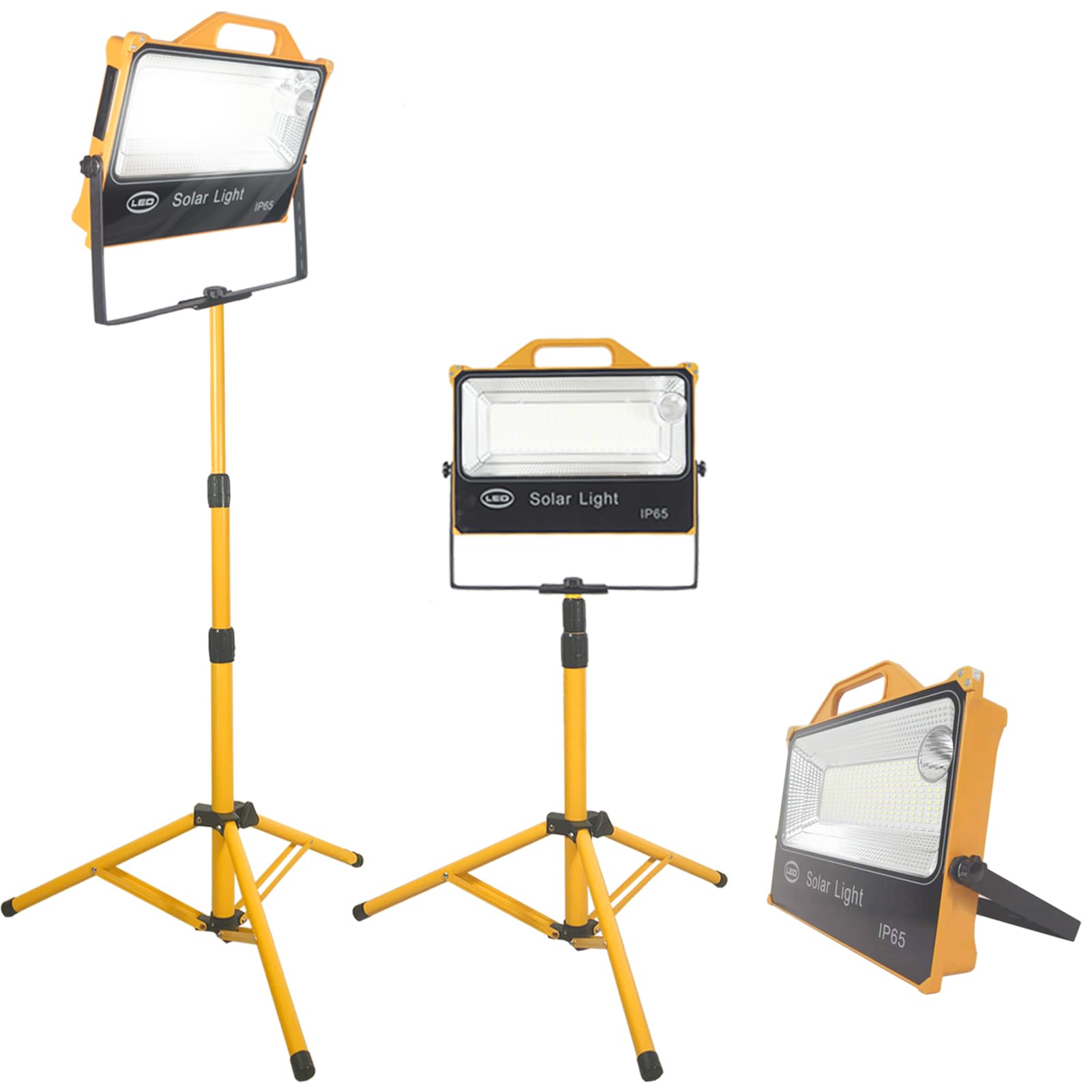 BOYKIM Solar Work Light with Stand,Rechargeable100W 10000Lumens Portable Detachable Spotlights with Telescoping Tripod for Construction Job Site Garage Fishing Camping