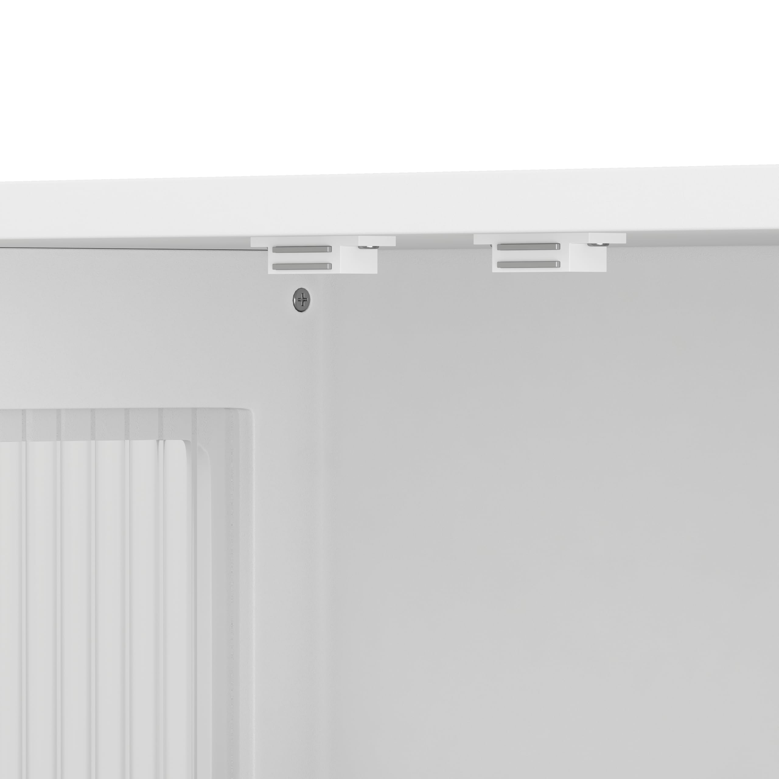 HAINEW Hängeschrank Küchenschrank Wandschrank mit 3 Glastüren und Handtuchhalter, Metal und Glas Hängend Badschrank Medizinschrank mit Offenes Ablagefach Küche Bad, 88×26×82,5cm (Weiß)