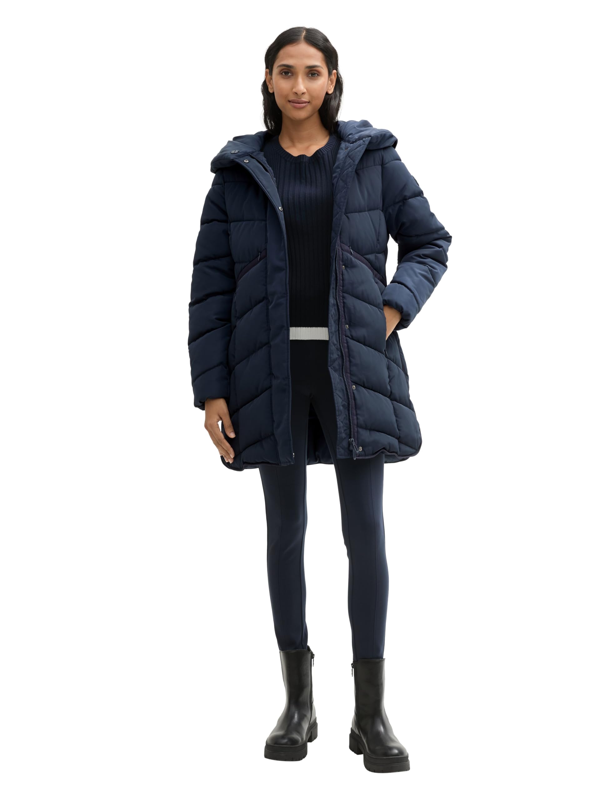 Tom Tailor Damen Puffer Parka mit Kapuze, 10668 - Sky Captain Blue, XXXL – Ansicht 2