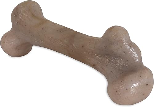 Pet Qwerks Dinosaur BarkBone - Hueso de perro de nailon para masticadores agresivos, sabor tocino, 8.5 pulgadas