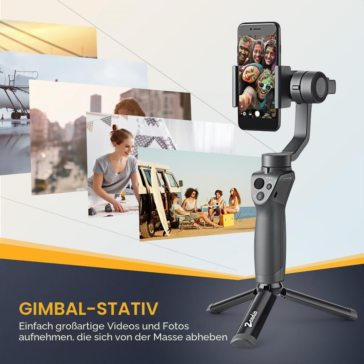 Zeadio Metallischer Mini-Stativ, kompakter Tischstativ für Smooth 4, Osmo Mobile, Vimble 2, Gimbal Griff Stabilisator und alle Kameras