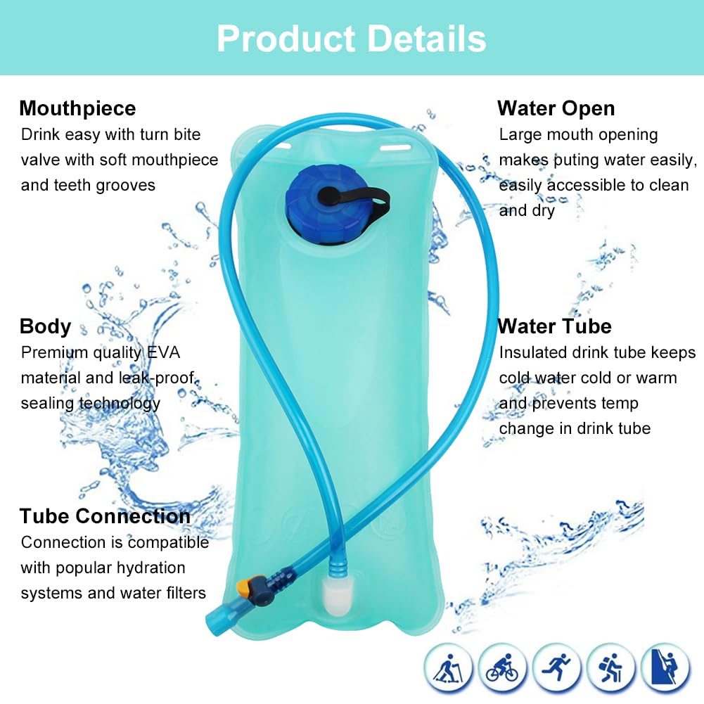 Bolsa De Agua para Mochila Hidratación,Bolsillo de Hidratación,2L Bolsillo de Agua,Bolsa de Agua Portátil,Vejiga de Hidratación,Bolsa de Agua para Exteriores,Trinkblase mit Schlauch