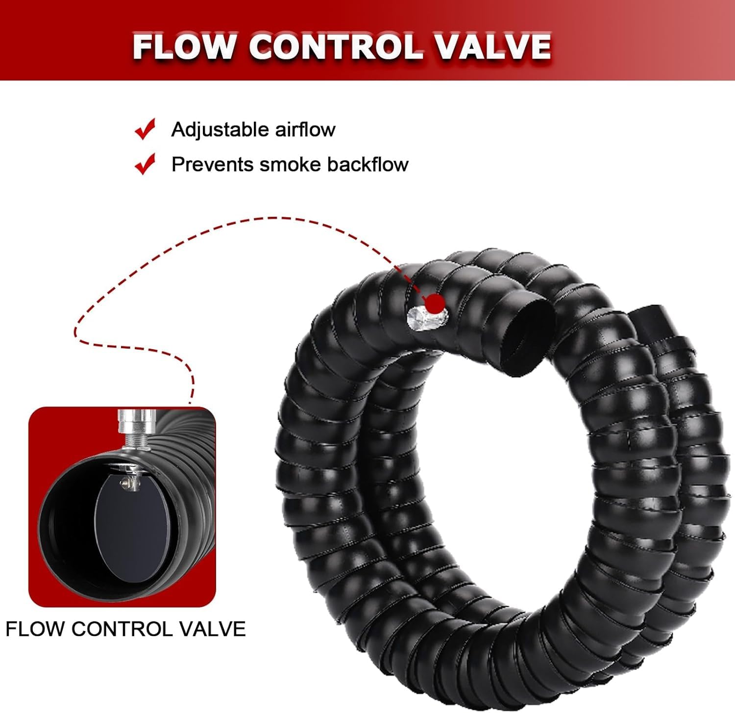 Brazo colector de conducto flexible, manguera extractora de aire de 50 mm y 75 mm con capucha cuadrada, 2 m de longitud para un flujo de aire y extracción eficientes
