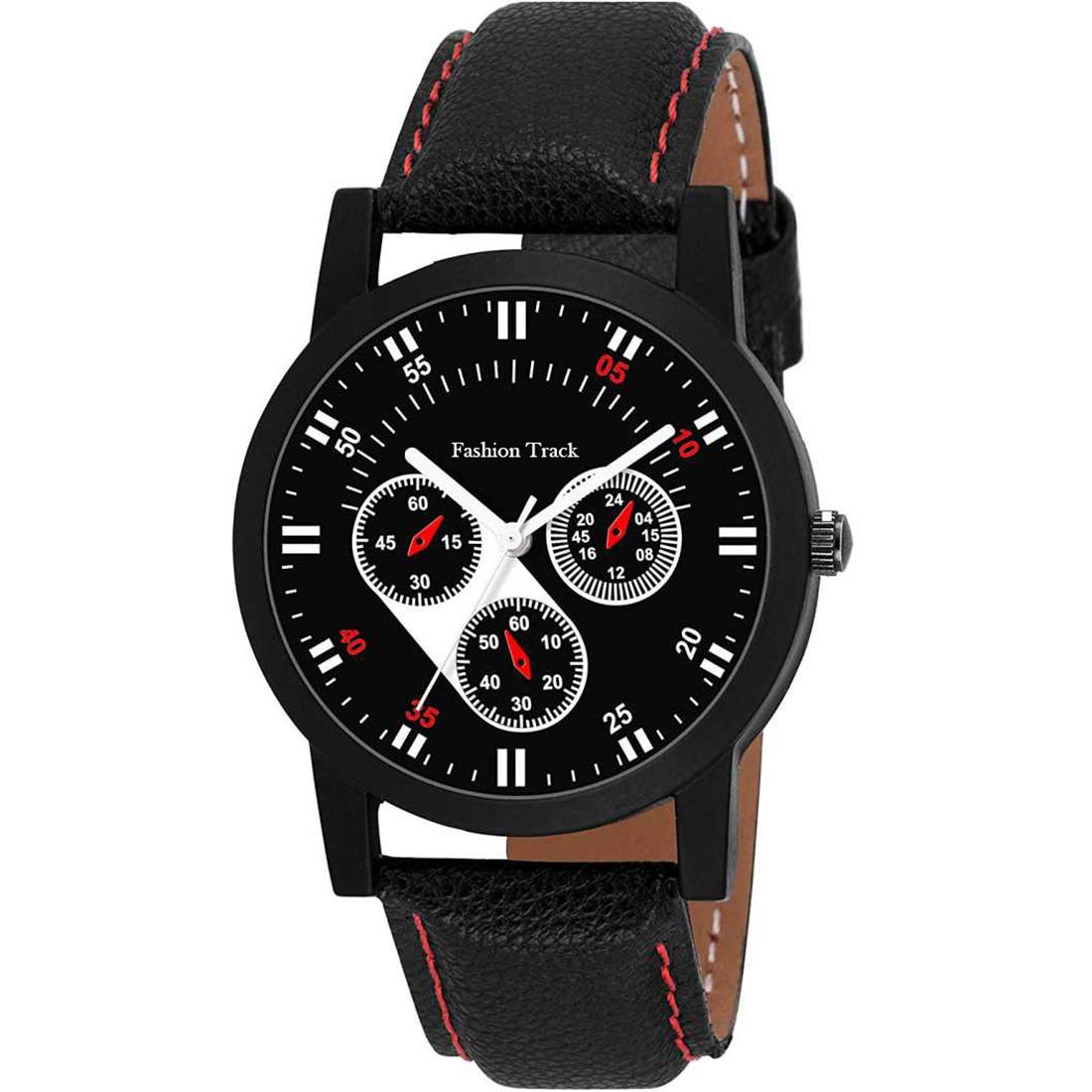 FASHION TRACK Watch Mens Fashion Water Resistant Sports Slim Analogue Quartz Stainless Steel Leather Watches Mens Bracelet (Black) (B0813X6HN2) Amazon Price History, Amazon Price Tracker