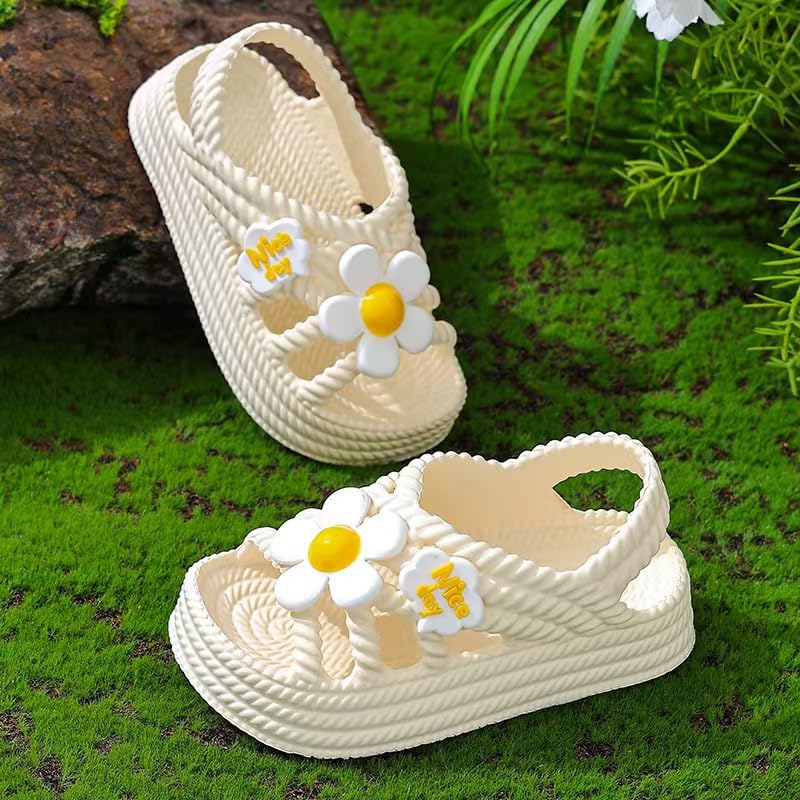Kids Sandals New Summer Girls Slip On Sandals Cute Sweet Flower Pattern Comfortable Breathable Sole Soft Thick Beach Shoes Waterproof Durable2