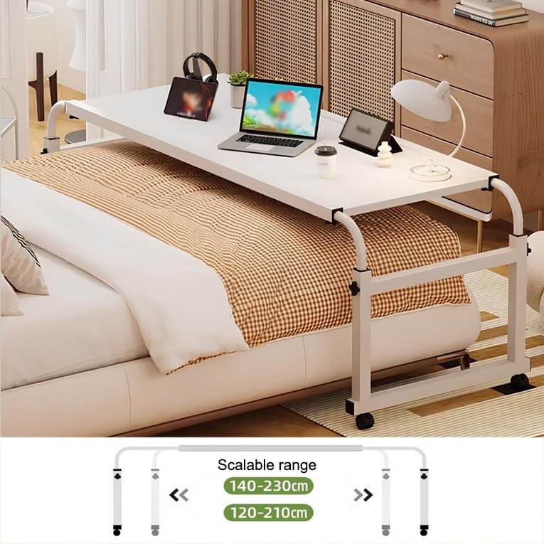 Mesita de Noche Ajustable con Ruedas, mesas auxiliares para Cama, Mesa con Ruedas, mesas auxiliares para Cama para Grandes hospitales y familias.