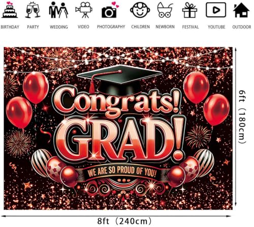 Fondo para graduación 8x6ft rojo y negro miniatura 2