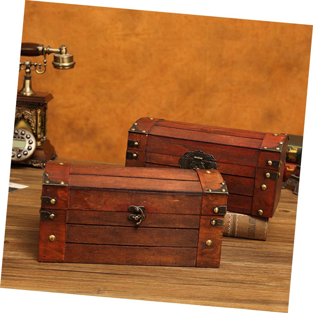IMIKEYA Vintage Holzkiste mit Deckel als Aufbewahrungsbox für Schmuck und Dekorative Requisite für Fotografie Braun im Antiken Stil