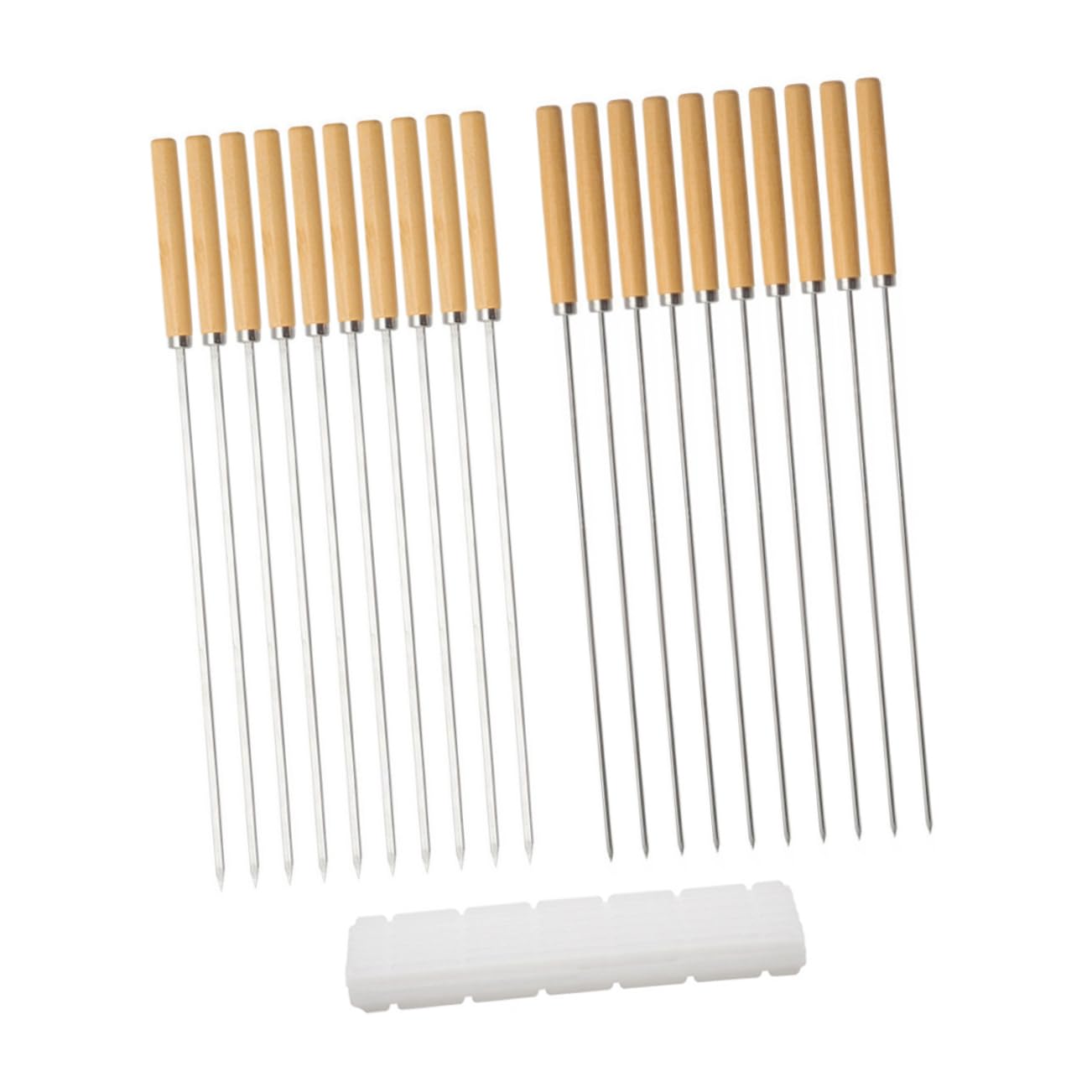 Brochetas Barbacoa De Palitos Inoxidable y Madera Duraderos y Fáciles De Limpiar