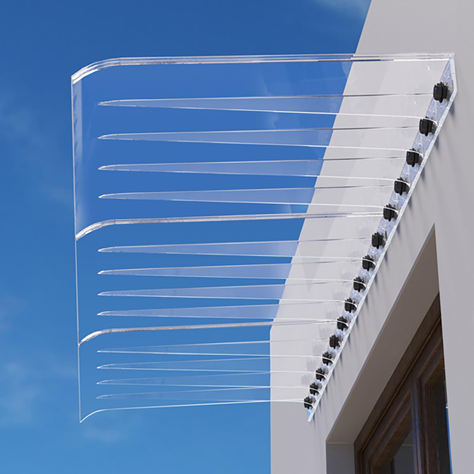 GJMSSMY Invisible Curved Canopy for Doors & Windows, Outdoor Awning - Rain & Snow Protection for Entrances, Balconies & Windows, Durable & Stylish Covering
