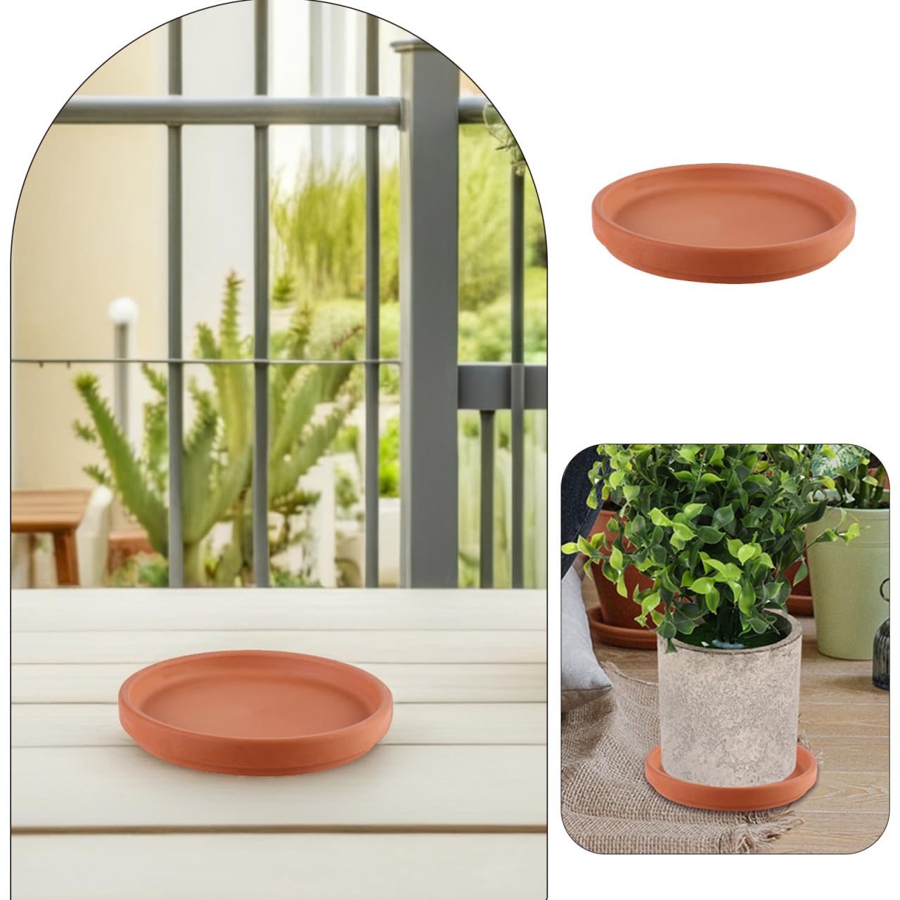 Operitacx 5 Pièces Plateau De Jardinière en Terre Cuite Pot Ceramique 8cm Bac De Drainage des Plantes Plateaux De Plantes en Argile Accessoires Pot De Fleurs Pots pour Décorer Juteux