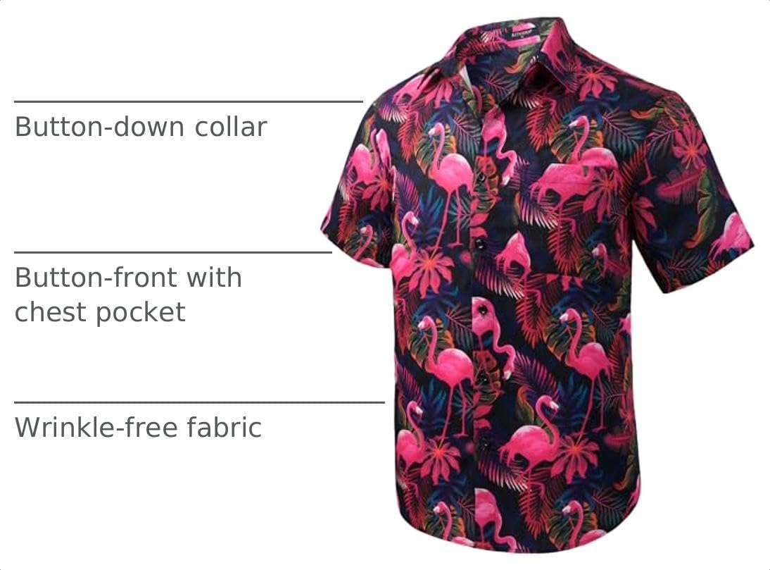 Mens Hawaiian Shirts Short Sleeve Aloha Shirt Floral Tropical Casual Button Down Shirt Summer Beach Shirts for Holiday image 4