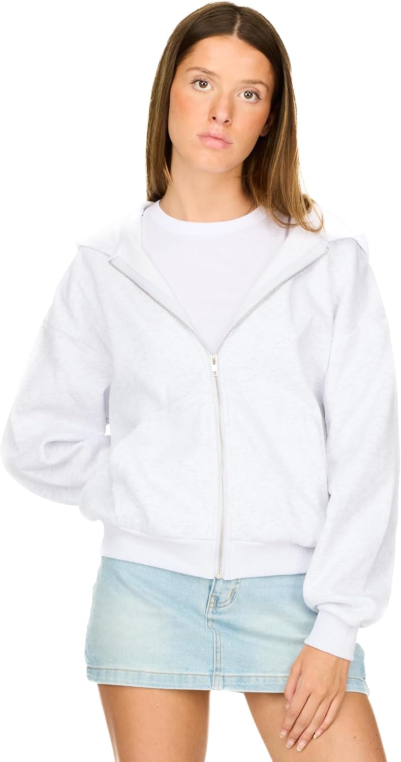 Forever 21 Women's Full Zip Front Sweatshirt With Drawstring Hood