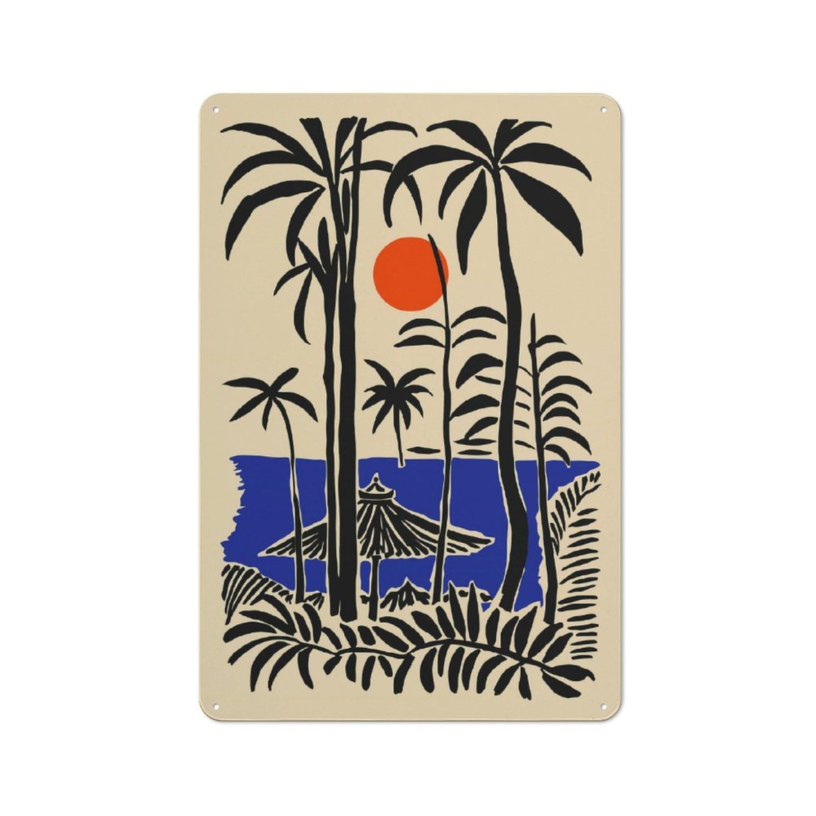 Junmoney Style-9 Vintage Tin Sign 30X20cm Featuring Tropical Beach Scene Illustration For Bar Or Restaurant, A Decorative Christmas Gift For Bar Decor Enthusiasts