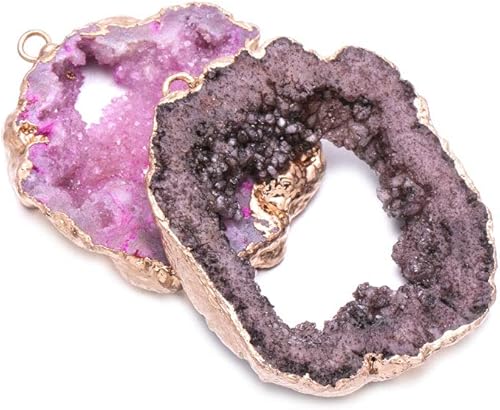 Miniatura 6 de 5 dijes naturales de ágata irregular, geoda, cuarzo, cristal druzy, colgante para collares, fabricación de joyas