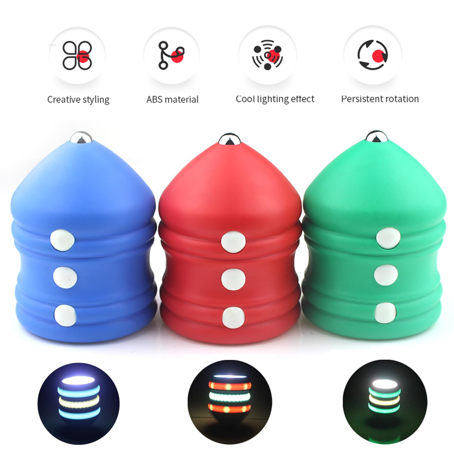 Chinese Whipping Spinning Tops Chinese Gyro Toy Chinese Top Toys with LED Lights -Sturdy Steel Point for Enhanced Stability – Exquisite Craftsmanship – Ideal for Beginners and Intermediates (Green)