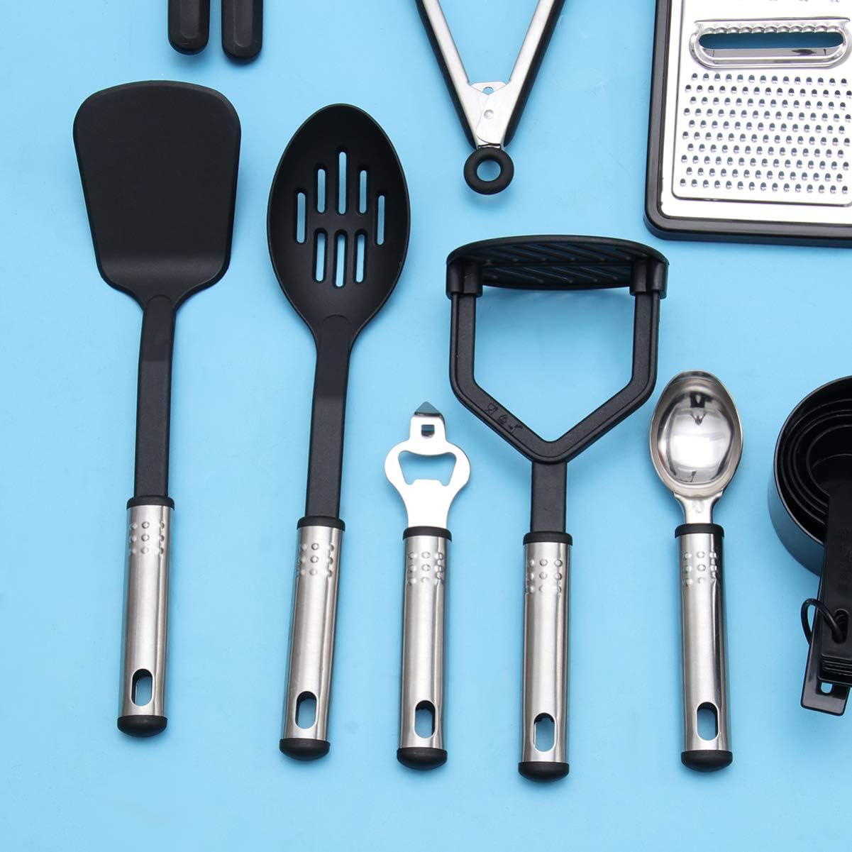 Non-stick Pans Cooking Utensil Set 24pc Kitchen Accessories for Stainless Steel Cookware Heat Resistant Handles