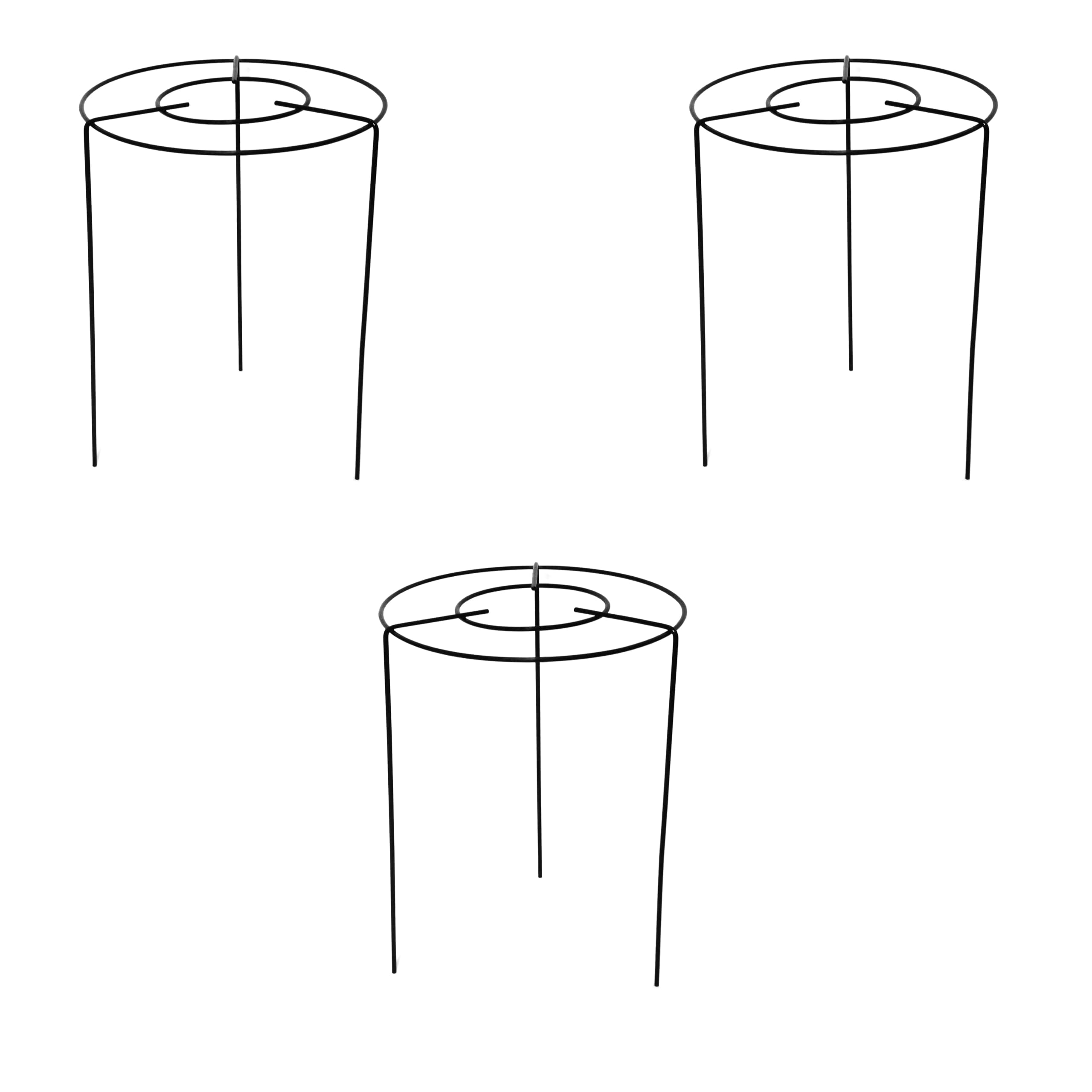 Large Garden Plant Support Double Round Grow Through Grid Ring Height 60cm for Flowers Border Cage Sturdy, Lightweight, Rust-Resistant Plant Stakes (3)