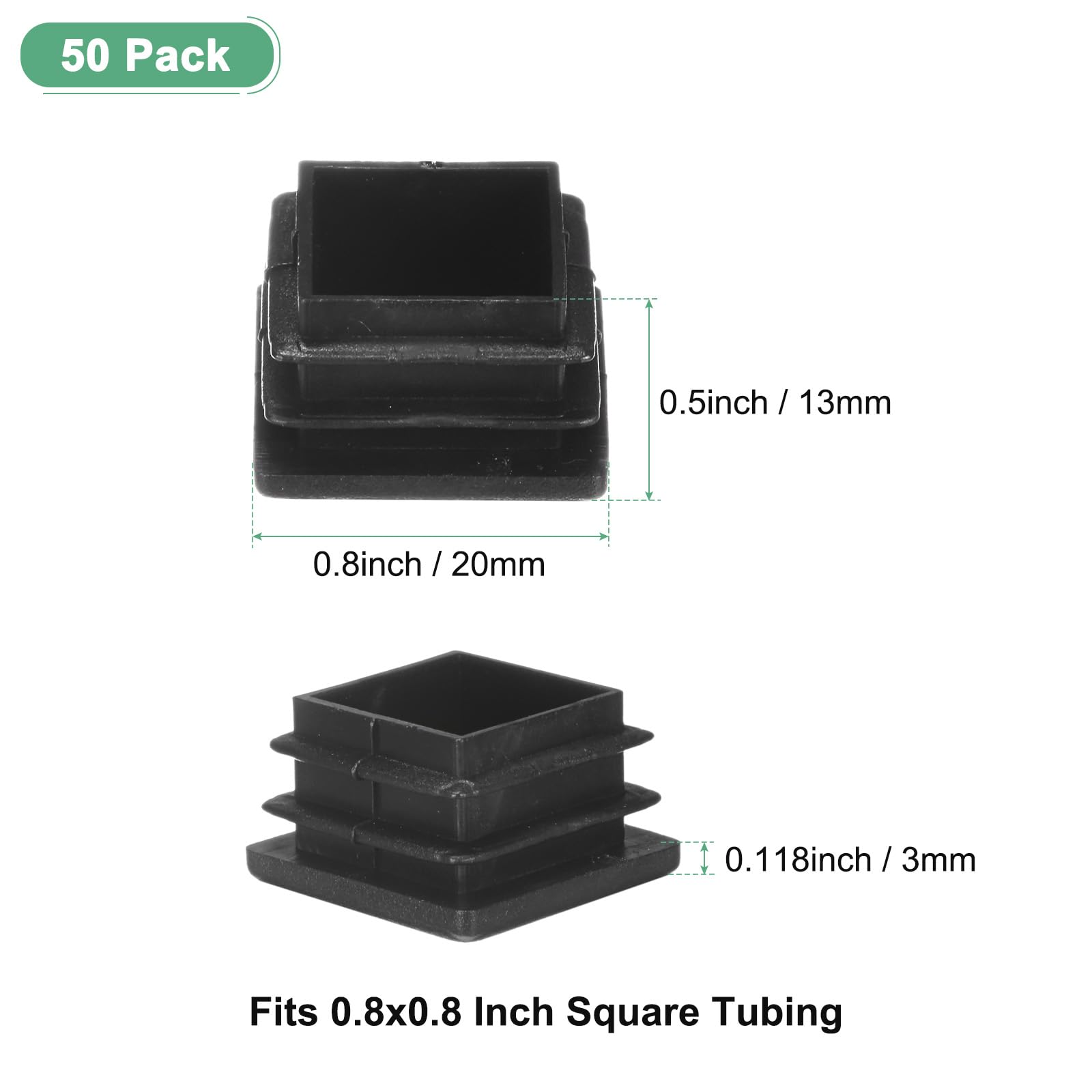 M METERXITY 50-Pack Square Tubing End Caps - Image 3