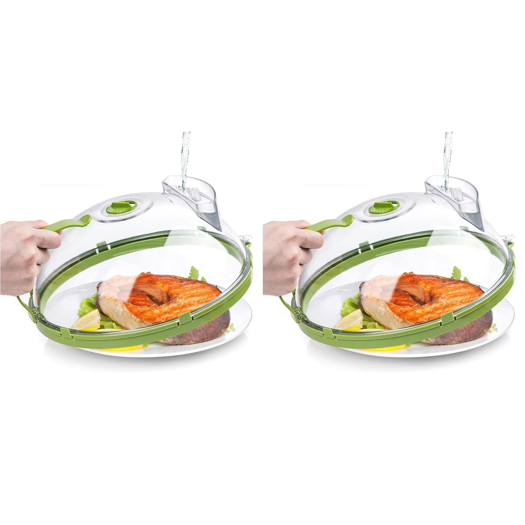 Hndhbfgrt 2X Microwave Splatter Cover with Steam Vent and Handle,10 Inch Clear Plate Cover, Essential Kitchen Gadgets
