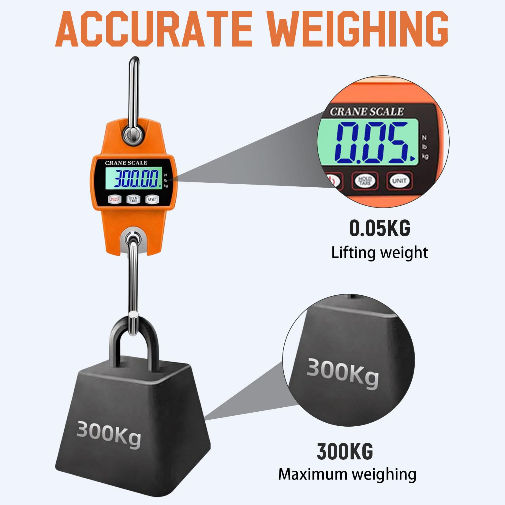 Balance à grue 300 kg, balance suspendue numérique portable, balance de jeu, affichage LCD