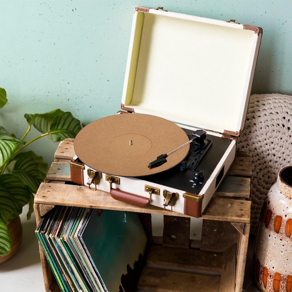 Joyzan Alfombrilla Corcho Tocadiscos, Plataforma de Récord Reproductor Antideslizante Antiestático Una Actualización Esencial Deslizante Universal Disco AudióFilo para Registro Vinilo 12 Pulgadas