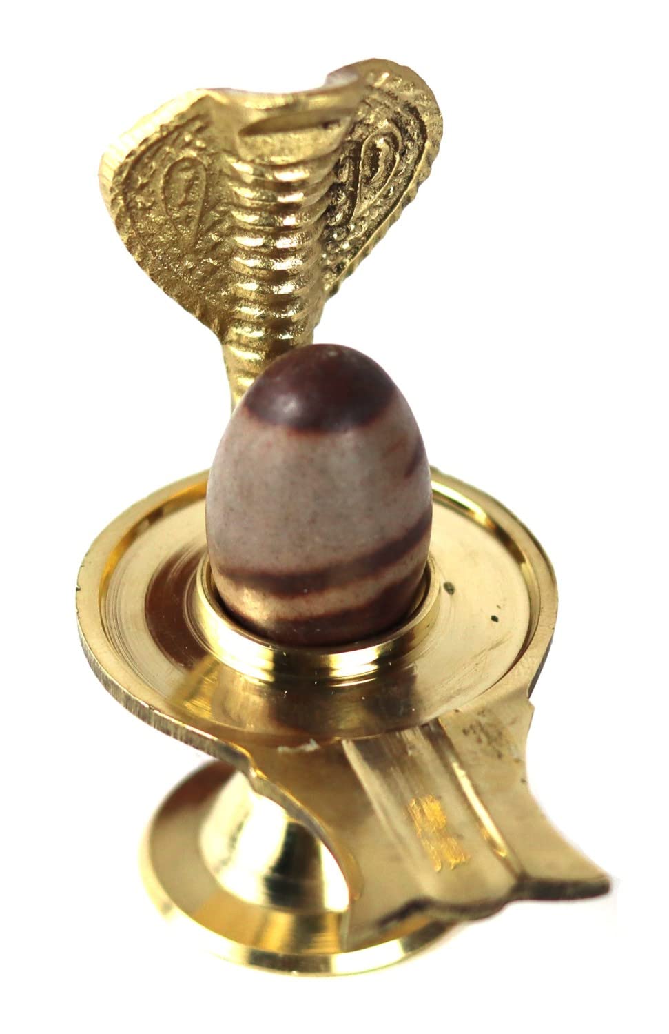 ASHIRWAD Narmadeshwar Shivling with Brass Jalheri (Yoni) Narmada River Banalinga Shiva Lingam Stone for Puja | AE000203-01 (2.5-inch)