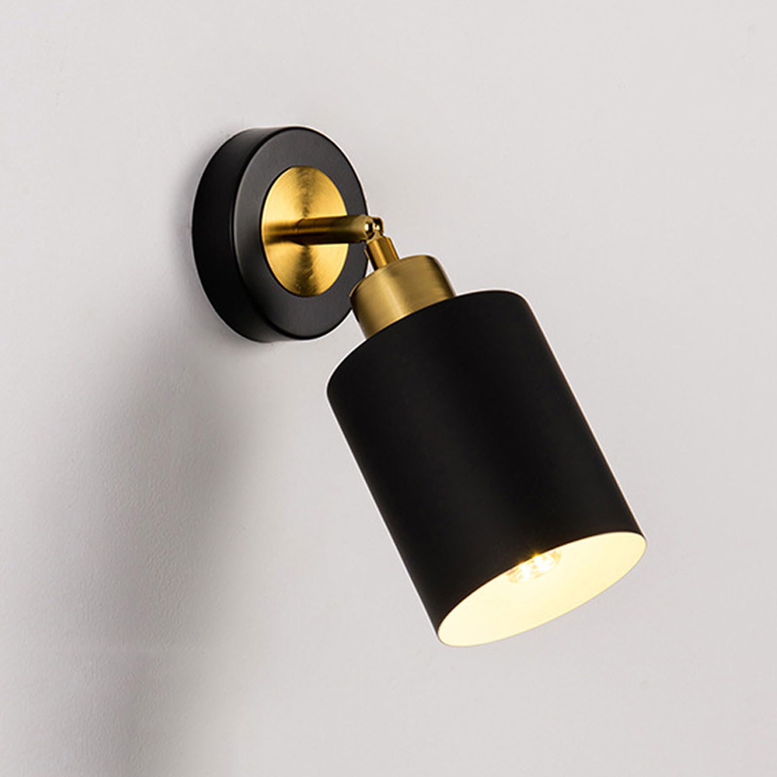 AWEITG Adjustable Wall Sconce White/Black Hardware Lampshade for Bedroom and Living Room - E26/E27 Compatible Lighting Fixture(Dark-2)