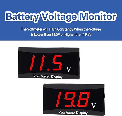 Miniatura 6 de Voltímetro digital de 12 V para monitor de voltaje, voltímetro de metal impermeable para motocicleta, voltímetro universal automotriz de energía
