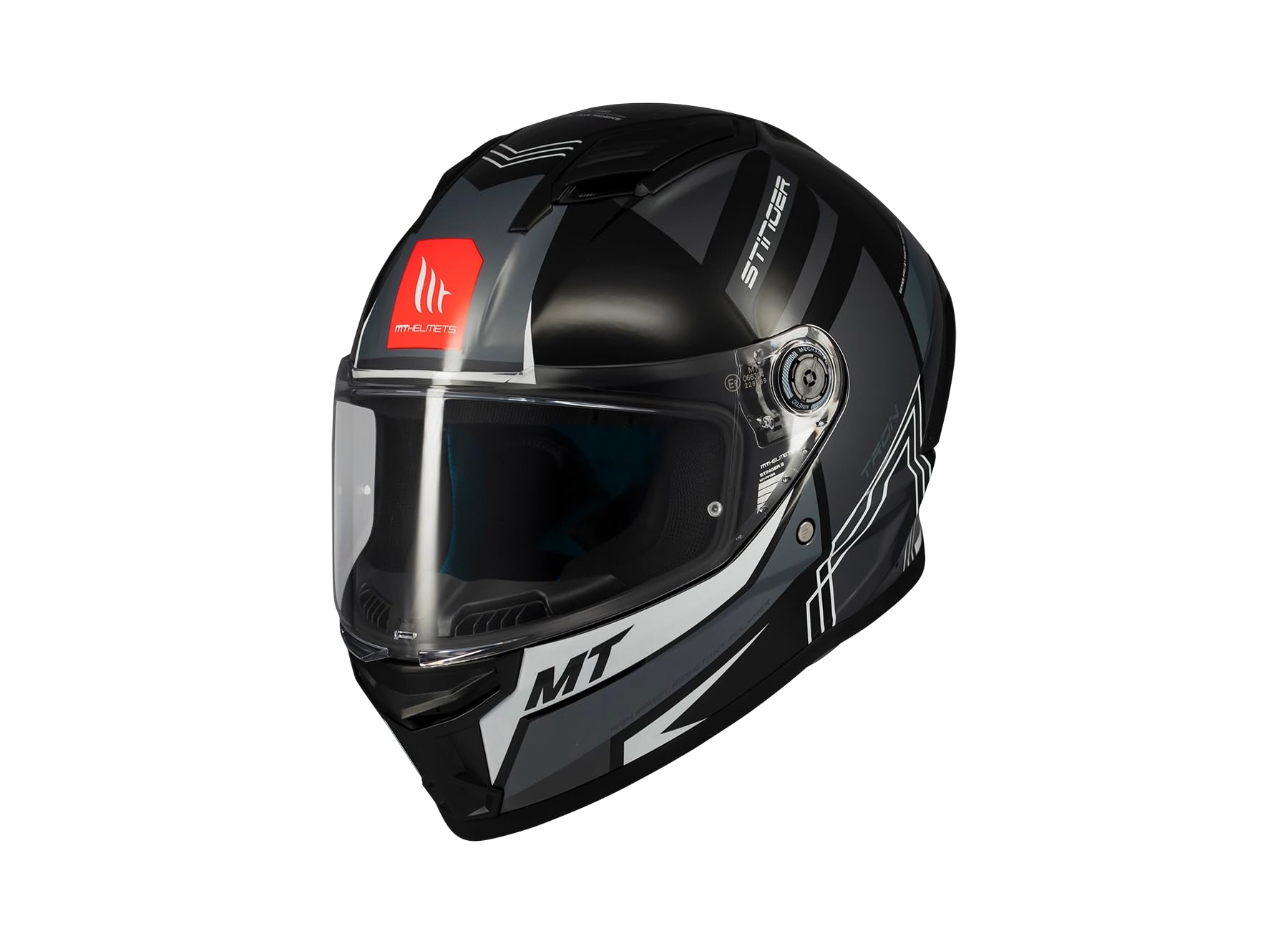 MT Helmets Stinger 2 – Casco Moto Integral Deportivo con Pantalla Antivaho Compatible con Pinlock, Visor Solar Full Vision, Interior Lavable y Calota HIRP | Homologado ECE 22.06 & DOT