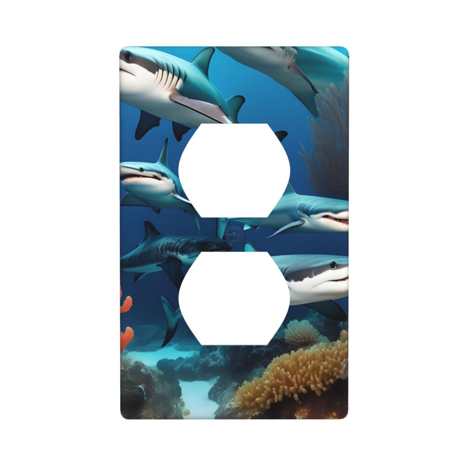 Submarine Shark Coral Decorative Switch Plate Cover-Unbreakable Polycarbonate Wall Plate for Home Office, 1 Gang with Screws
